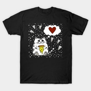 Funny Cat Loving Pizza T-Shirt